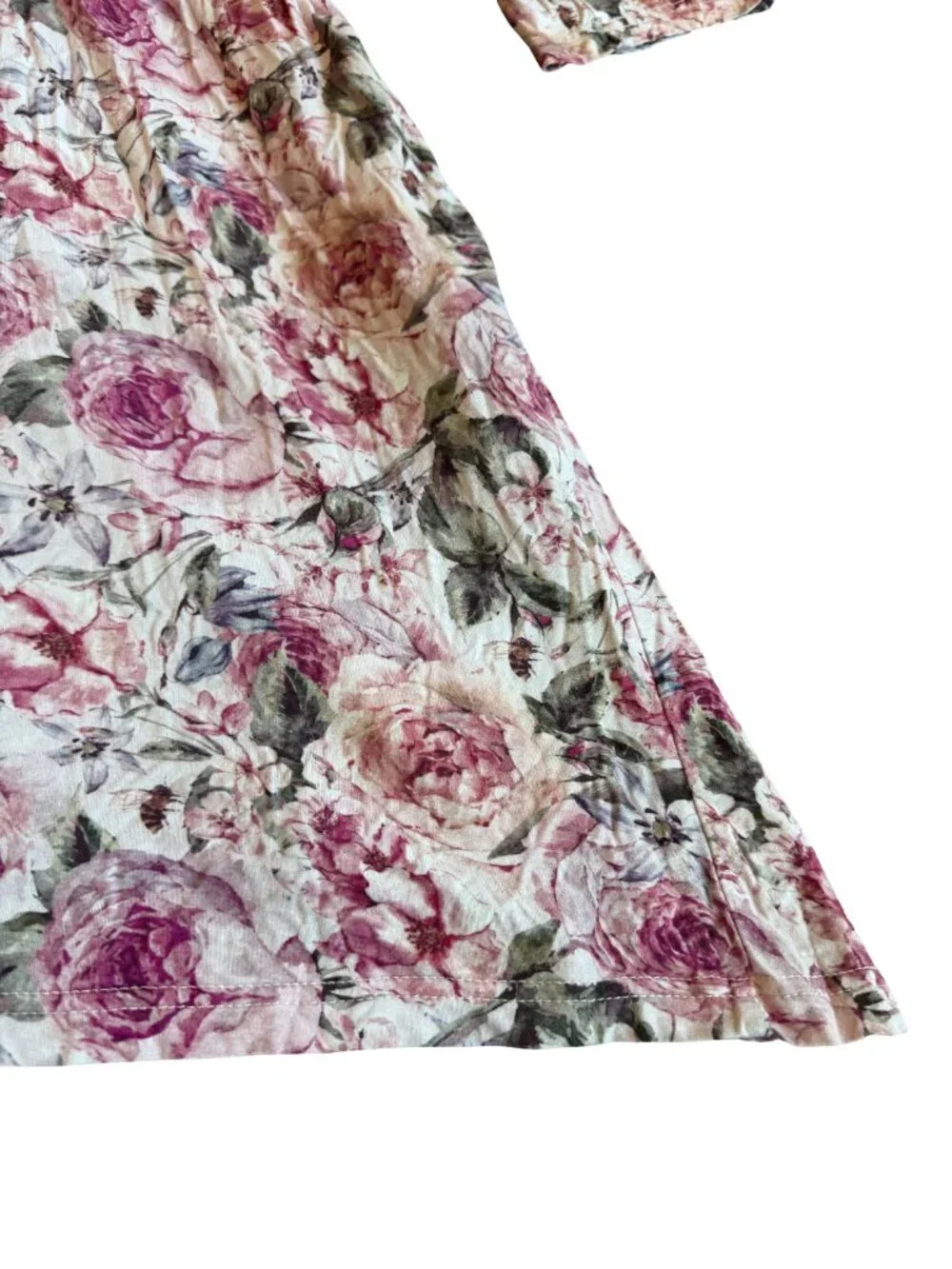 Posh Peanut Rose Print Robe Bumblebee Tie Waist Stretch Maternity Nursing Large